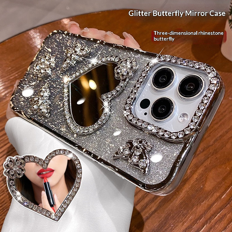 Cas de téléphone de nouveau style avec un miroir en forme de coeur électroplaqué