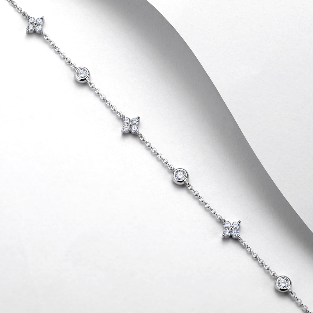 S925 Bracelet Sterling Silver Moissanite Station