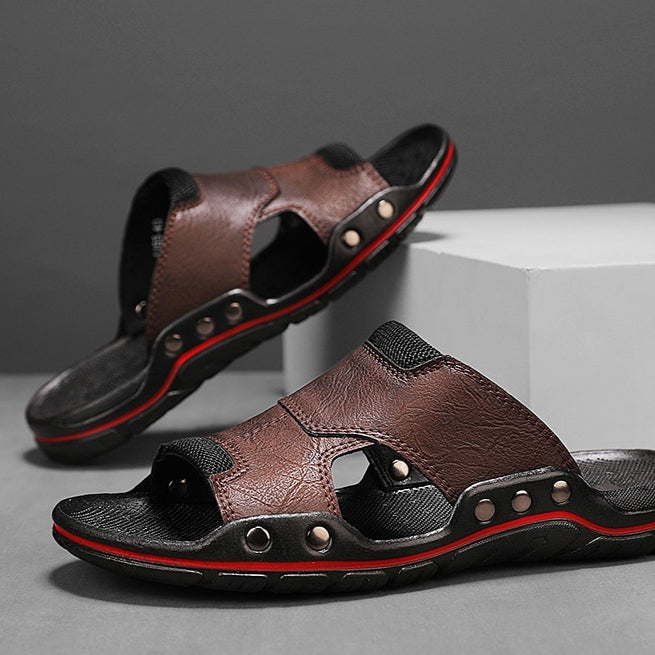 Sandales désodorisantes pour hommes en cuir véritable