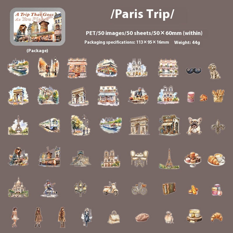 Série Voyage Carnet de voyage PET Stickers