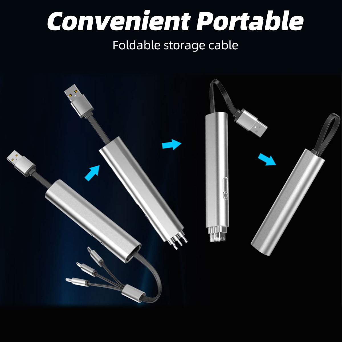 Câble USB de charge rapide en métal 3in1