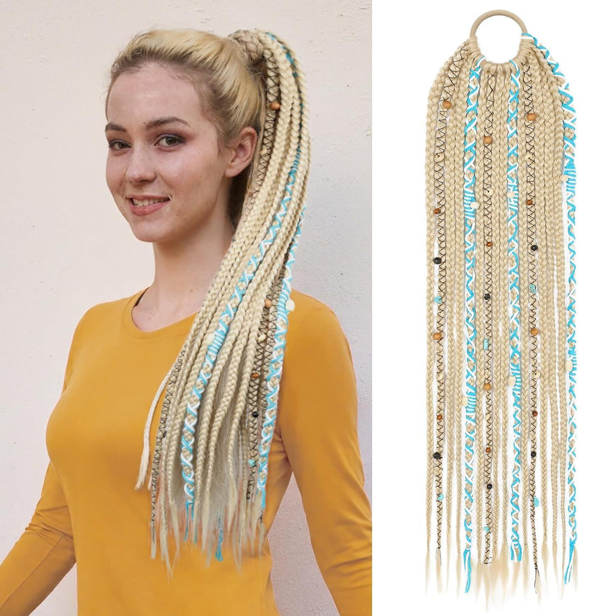 Prolongation des cheveux des perles de boucle de queue de cheval tressée