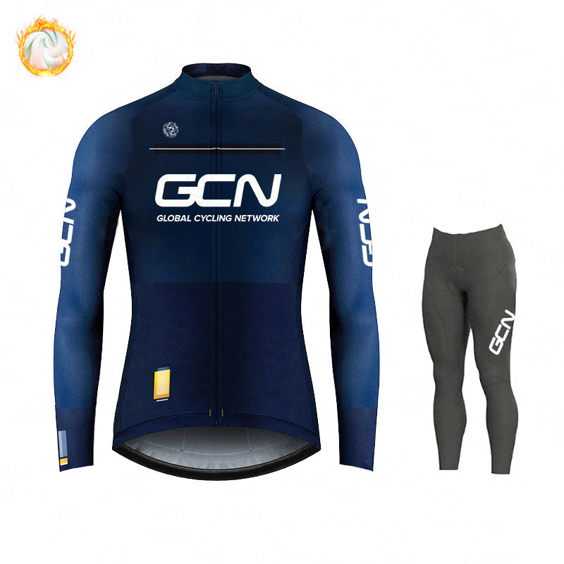 GCN Fleece Long Sleeve Cycling Jersey Cycling Jersey Running Winter Series