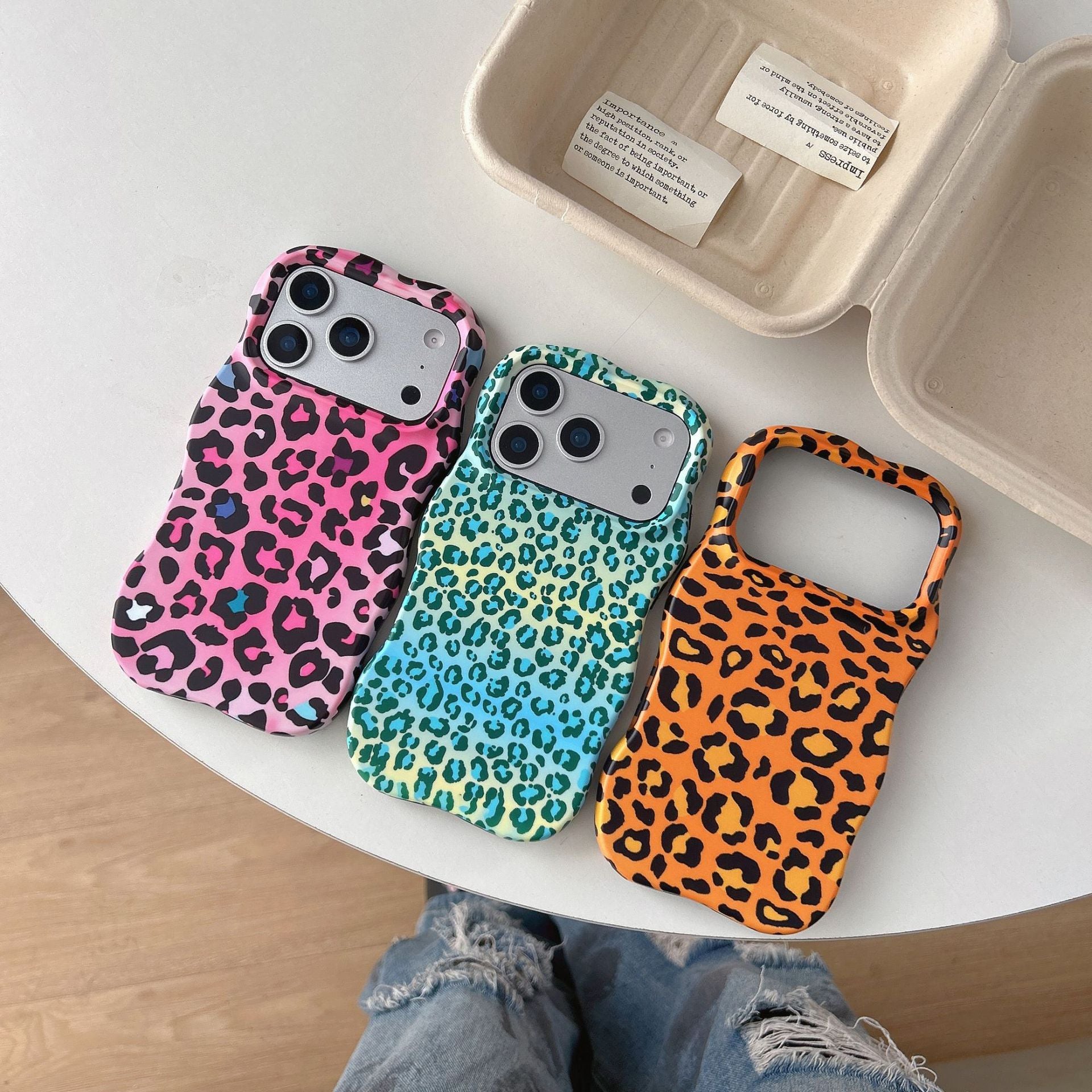 Bloc de couleur personnalisé Leopard Étui de film pour téléphone imprimé