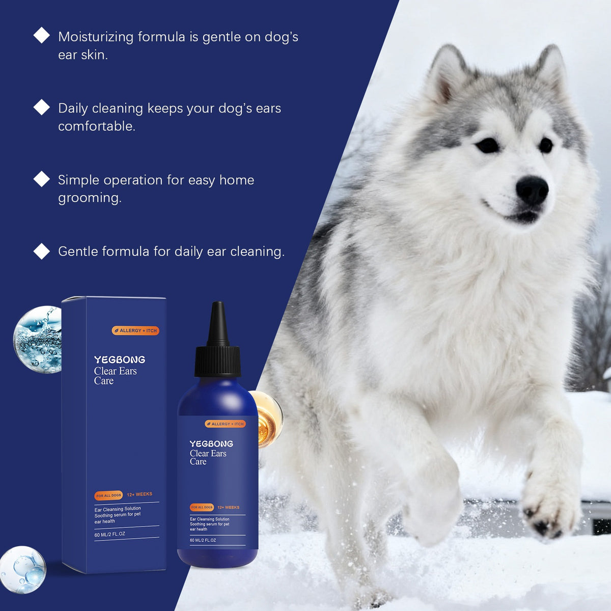 Yegbong Dog Ear Cleaner contient de la menthe pour doux