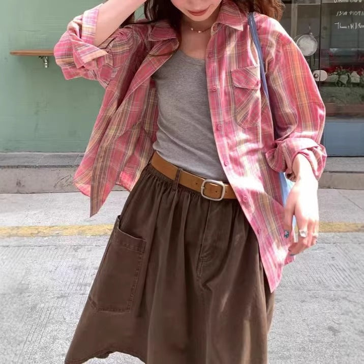 Women's Relaxed Plaid Casual Blouse