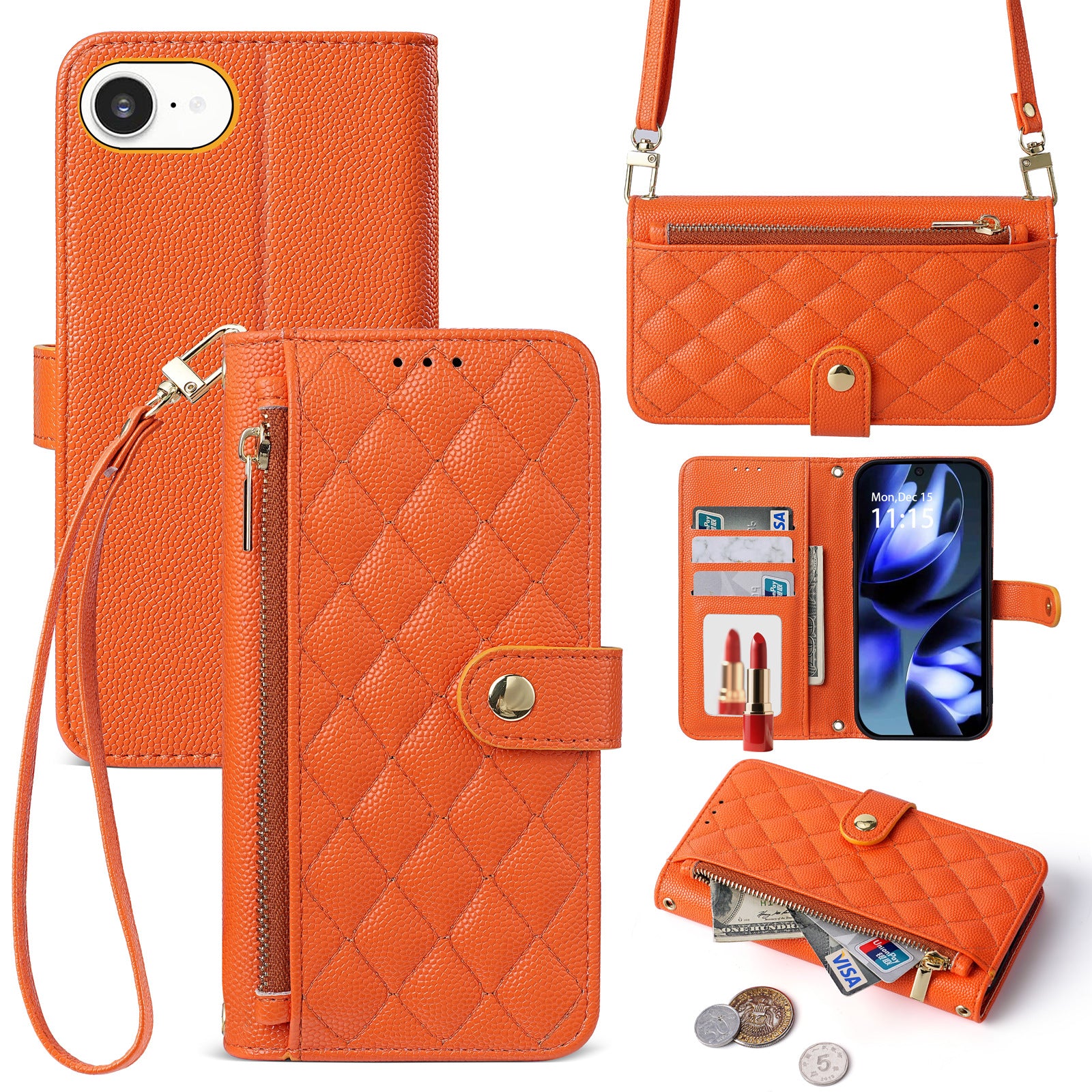 Sac de téléphone à fermeture éclair Crossbody Lanyard