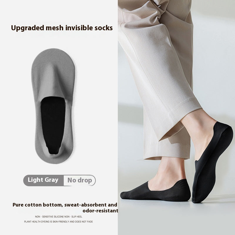 Chaussettes invisibles en coton pur antidérapant pour homme