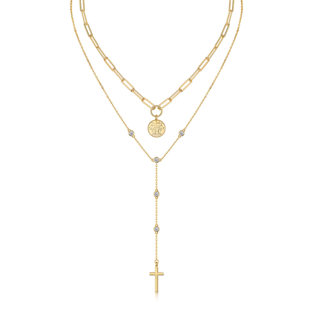 S925 Argent Sterling 0.1ct Collier en couches de Moissanite 14,4g Pendentif de pièce transversale Collier Y