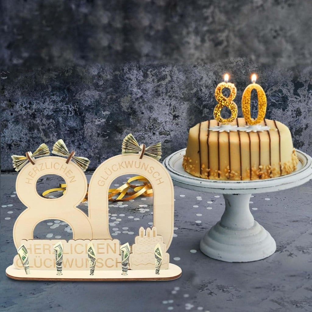 80e anniversaire Cadeau en espèces: bois numéro 80