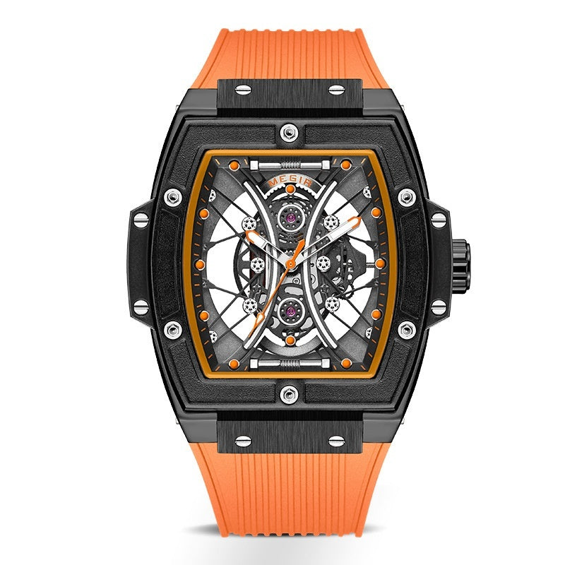 Tendance de mode Tonneau homme Bracelet en silicone Montre de sport lumineuse