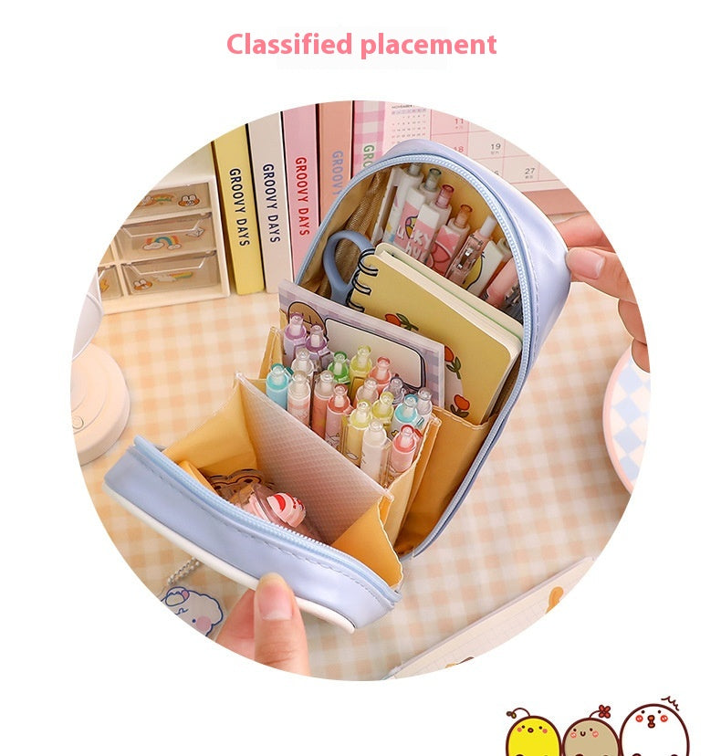 Cartoon papeterie grande capacité transparent et mignon étudiant stylo boîte de papeterie