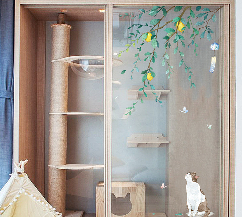 Stickers Armoire Cat Cartoon Stickers Décoration de chambre Créative Stickers Mur Litter Cat
