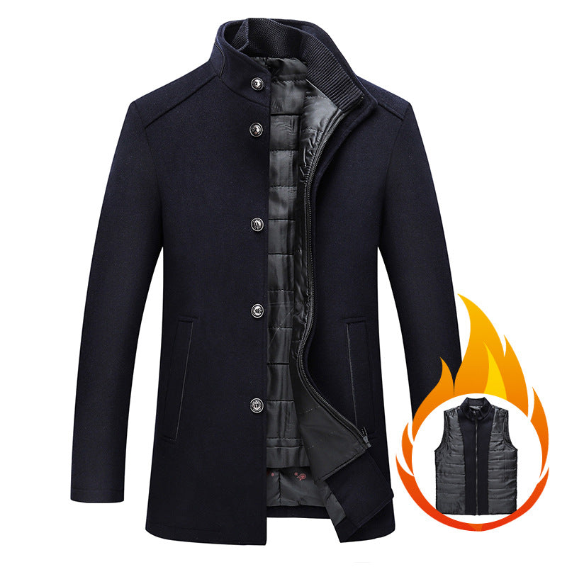 Manteau de laine pour hommes occasionnel Chaud de collier de laine pour hommes