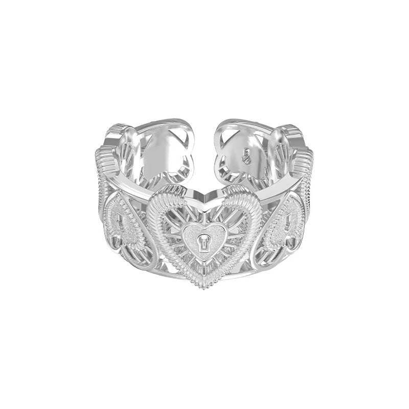 Trois lignes horizontales Bijoux Iris Fleur Anneau Lumière Titanium Dentelle Hollow Maillard Lumière