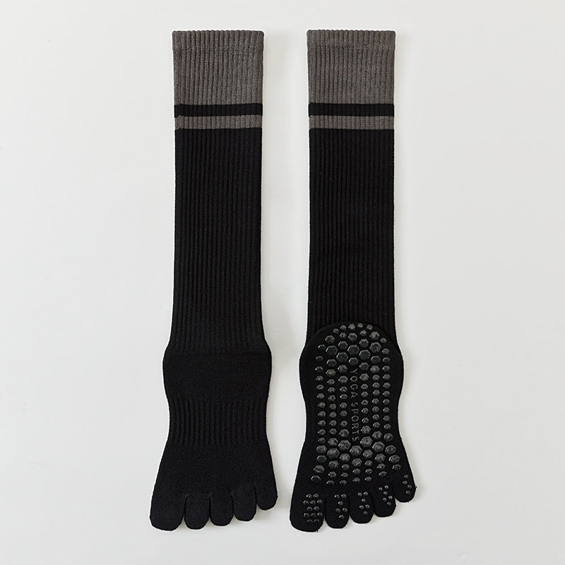 Chaussettes de yoga à cinq doigts à chevilles de couleur bloquées
