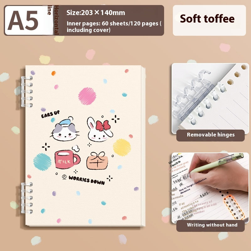 A5 Échelle de carnet de notes à feuilles longues épaissies Étudiante en livre mignon amovible