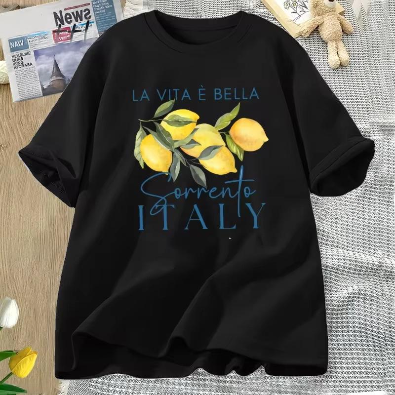 T-Shirt de coton d'été pour femmes au citron italien
