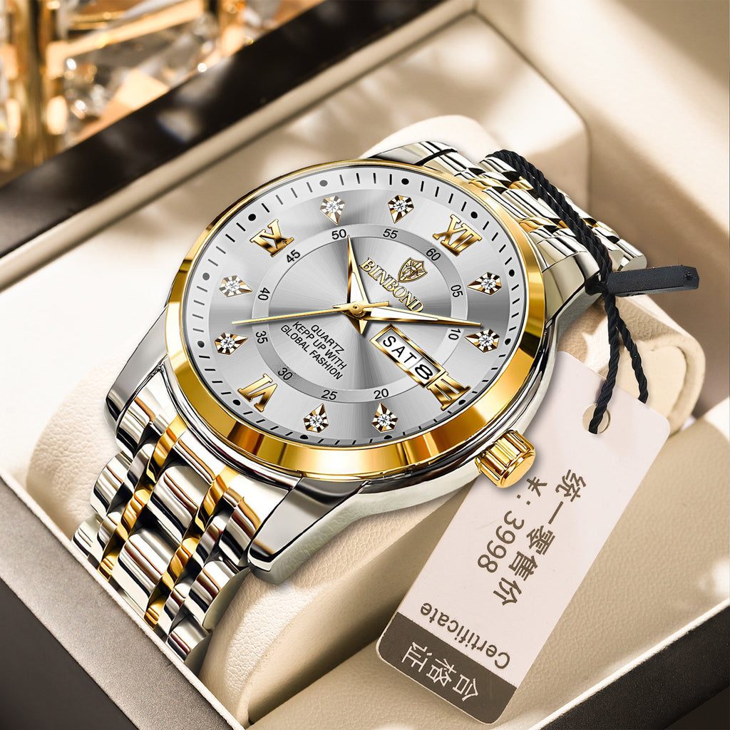 Binbang Business Light-Luxury Quartz Montre pour hommes