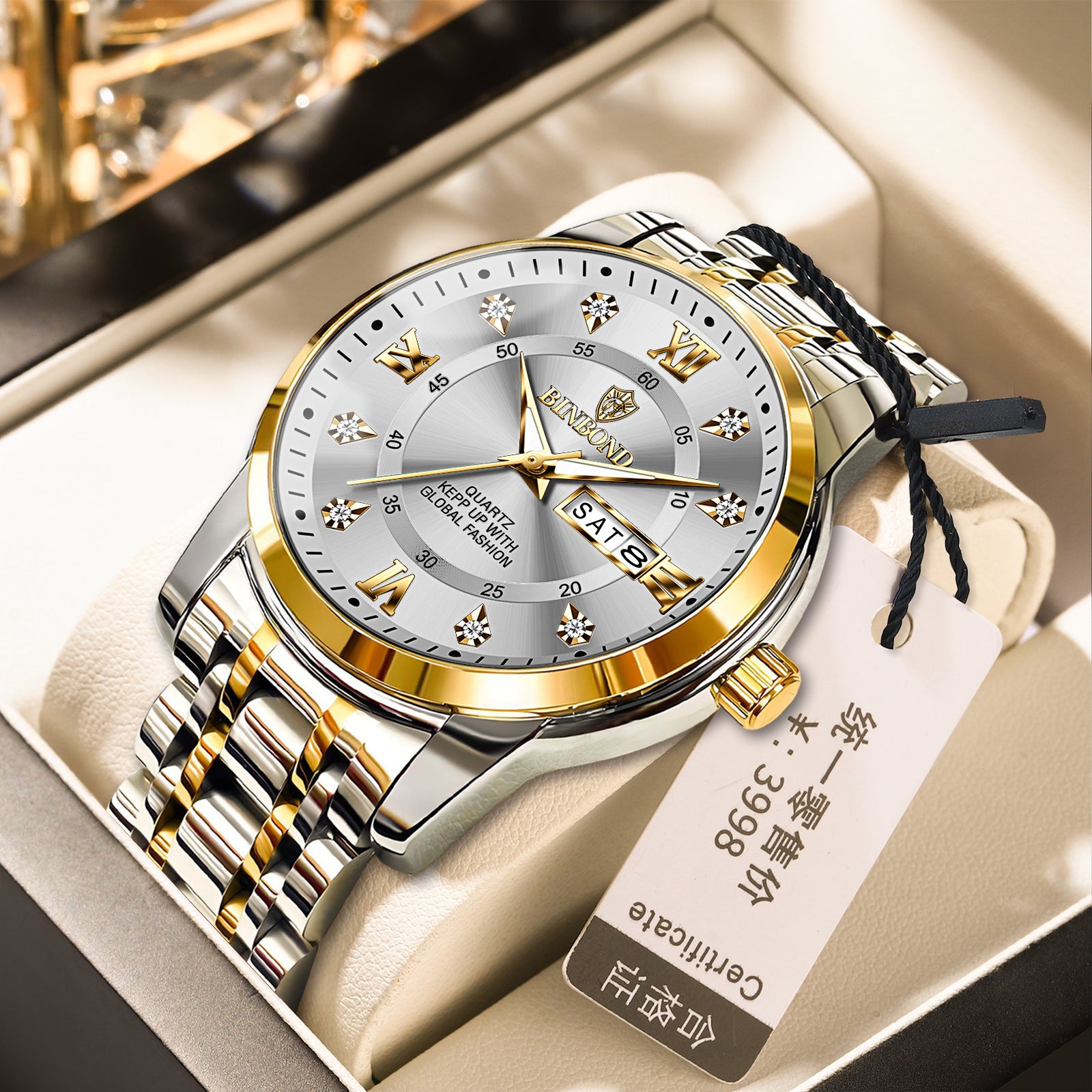Binbang Business Light-Luxury Quartz Montre pour hommes