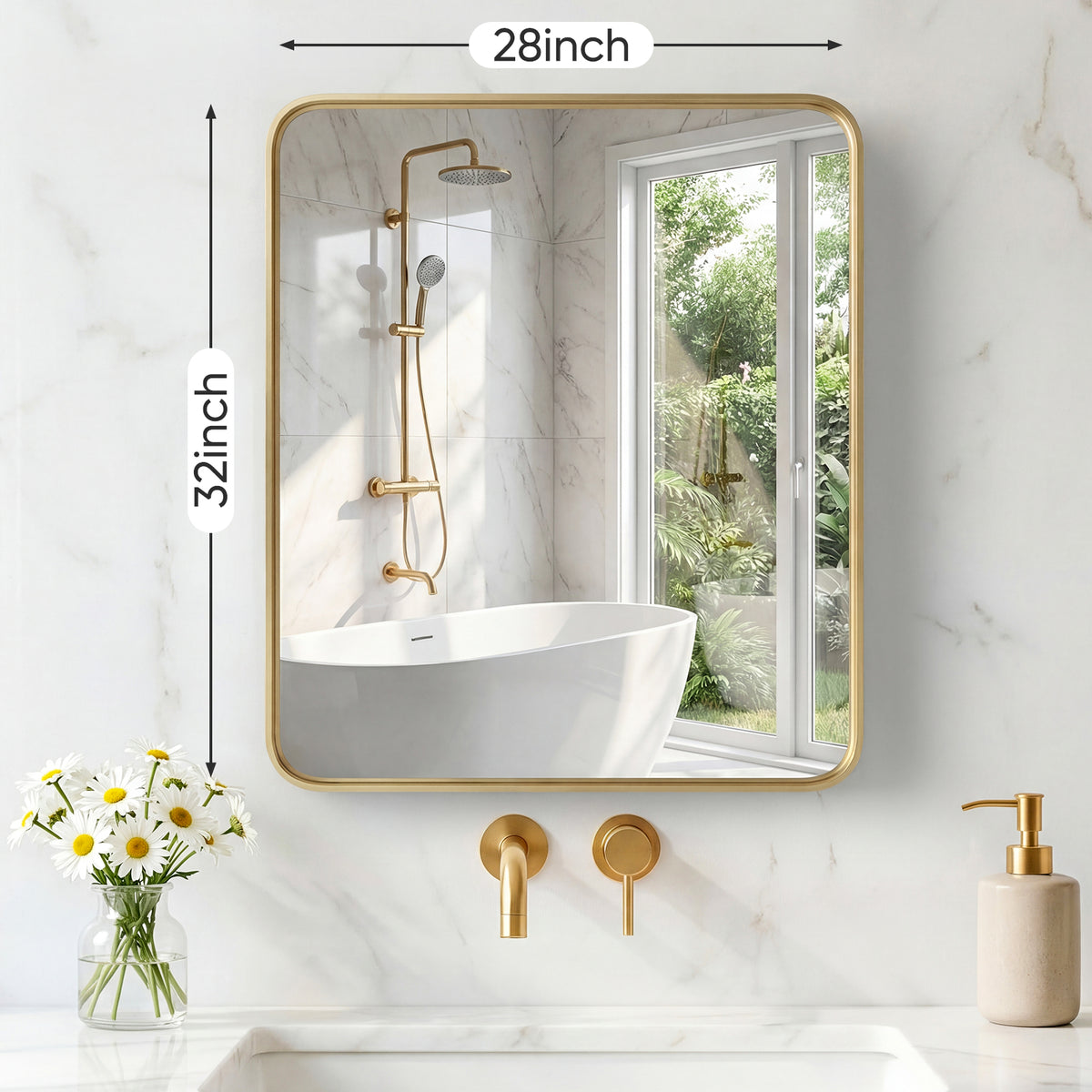 Miroir mural avec cadre en métal rectangulaire