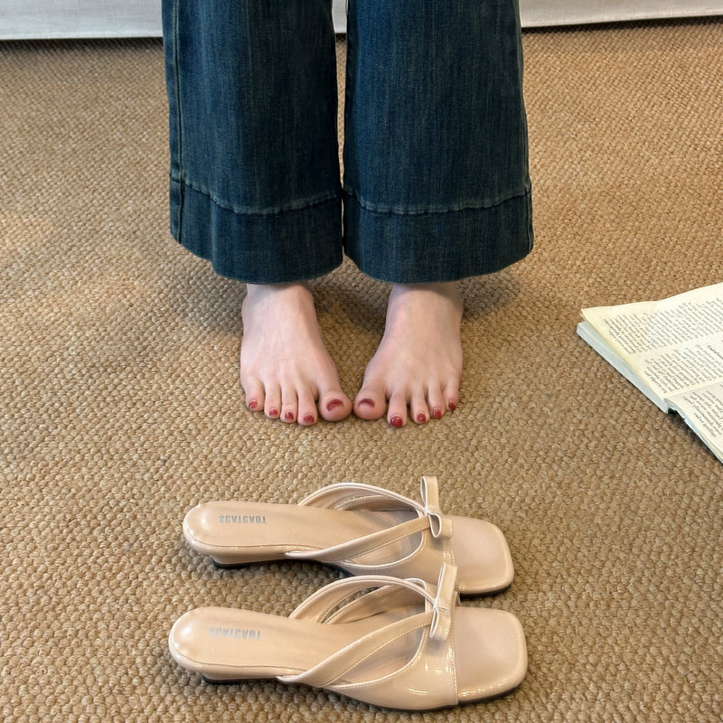 Sandales de talons d'orteils à la française Bow Square