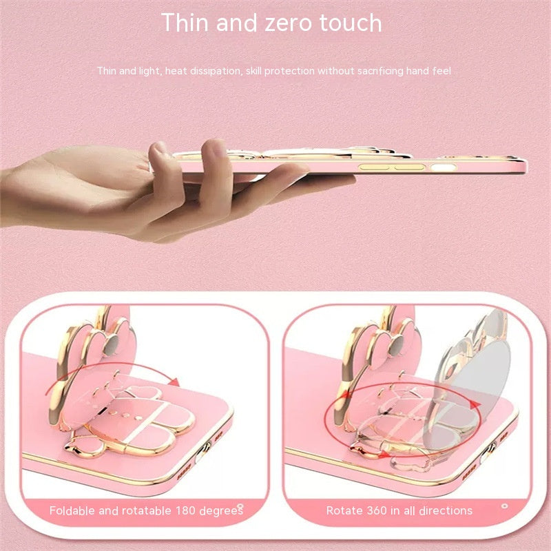 Bord droit Plaqué 6D Phone Case S22 Rabbit maquillage miroir protection Manche