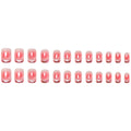 24 Stickers Petit Carré à la Presse sur Nail Rose Acrylique Français avec Effet Gradient