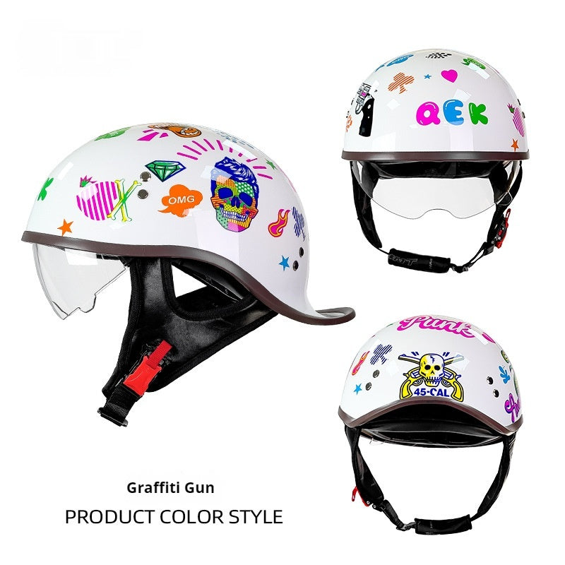 Électrique vélo rétro moto Rocker Tail Half Casque
