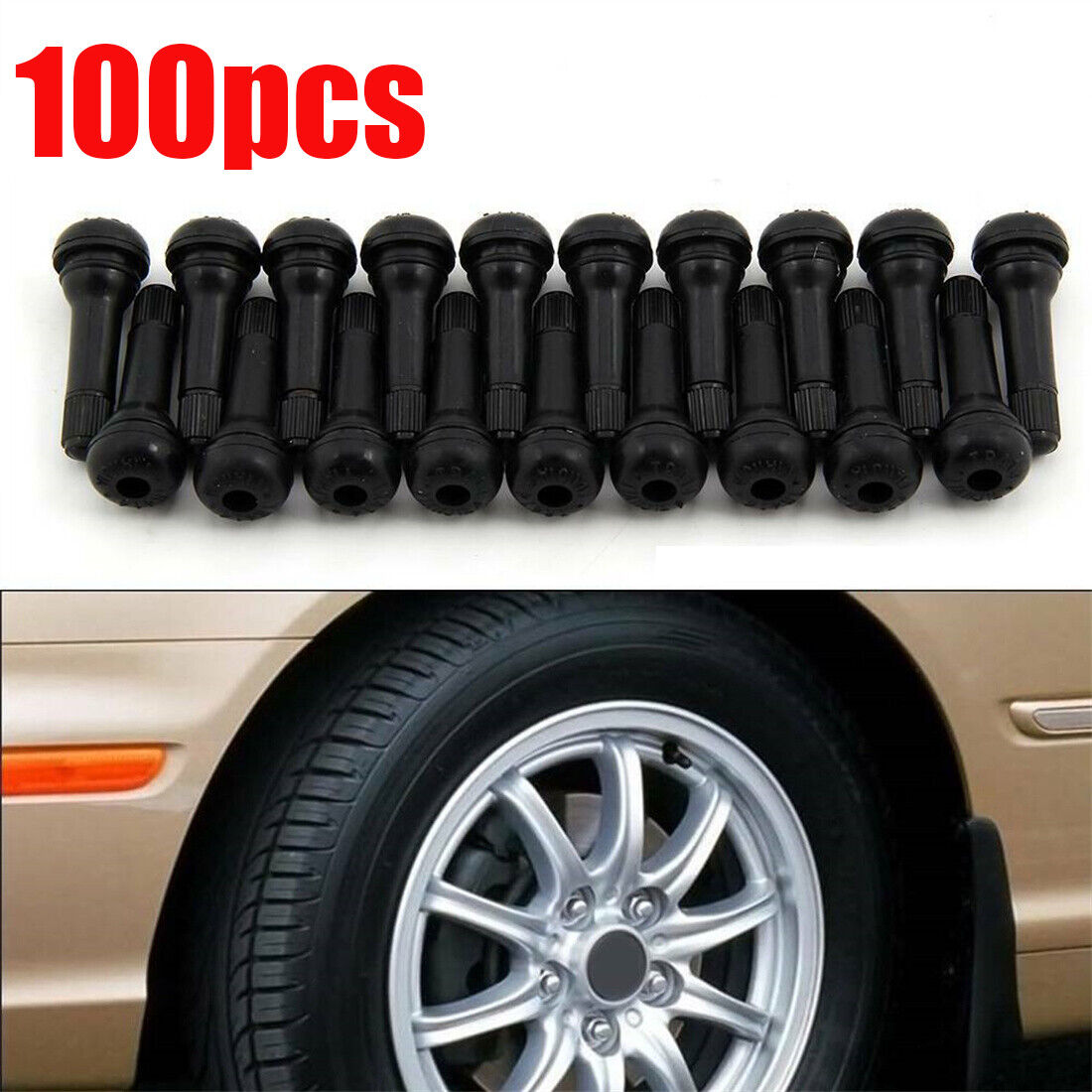 1 00 Pcs TR414 Caoutchouc Tubeless Roue Valves Universel Noir