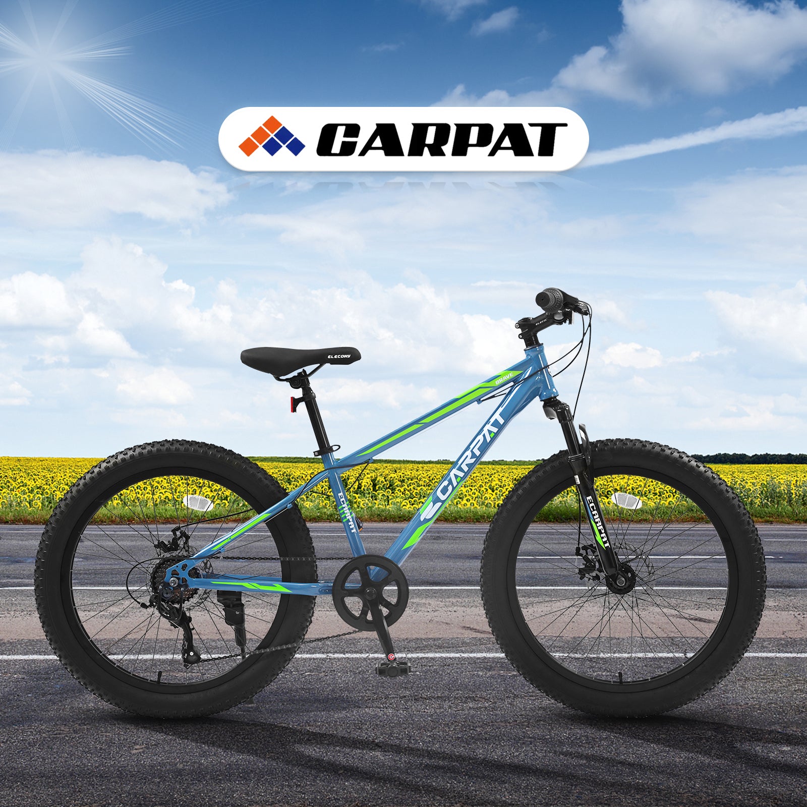S24109 Élecony 24 pouces Fat Tire vélo adulte et jeune complet Shimano 7 vitesses VTT