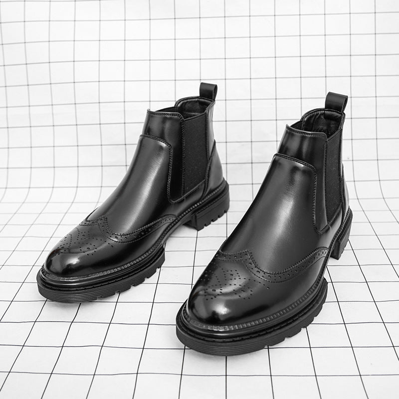 Bottes de mode en cuir haut de gamme hommes