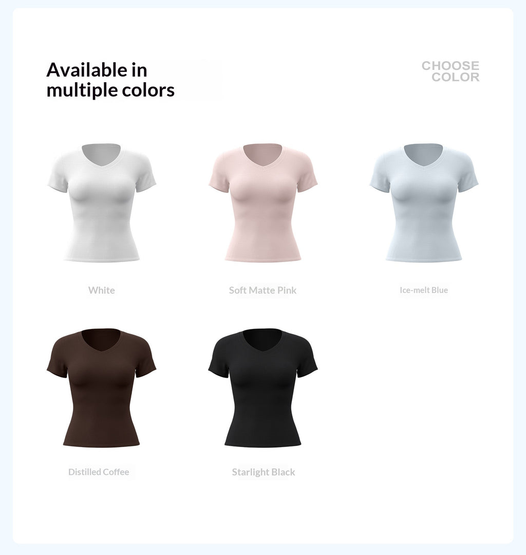 Peach Basic V-neck Sleeve Sports Top