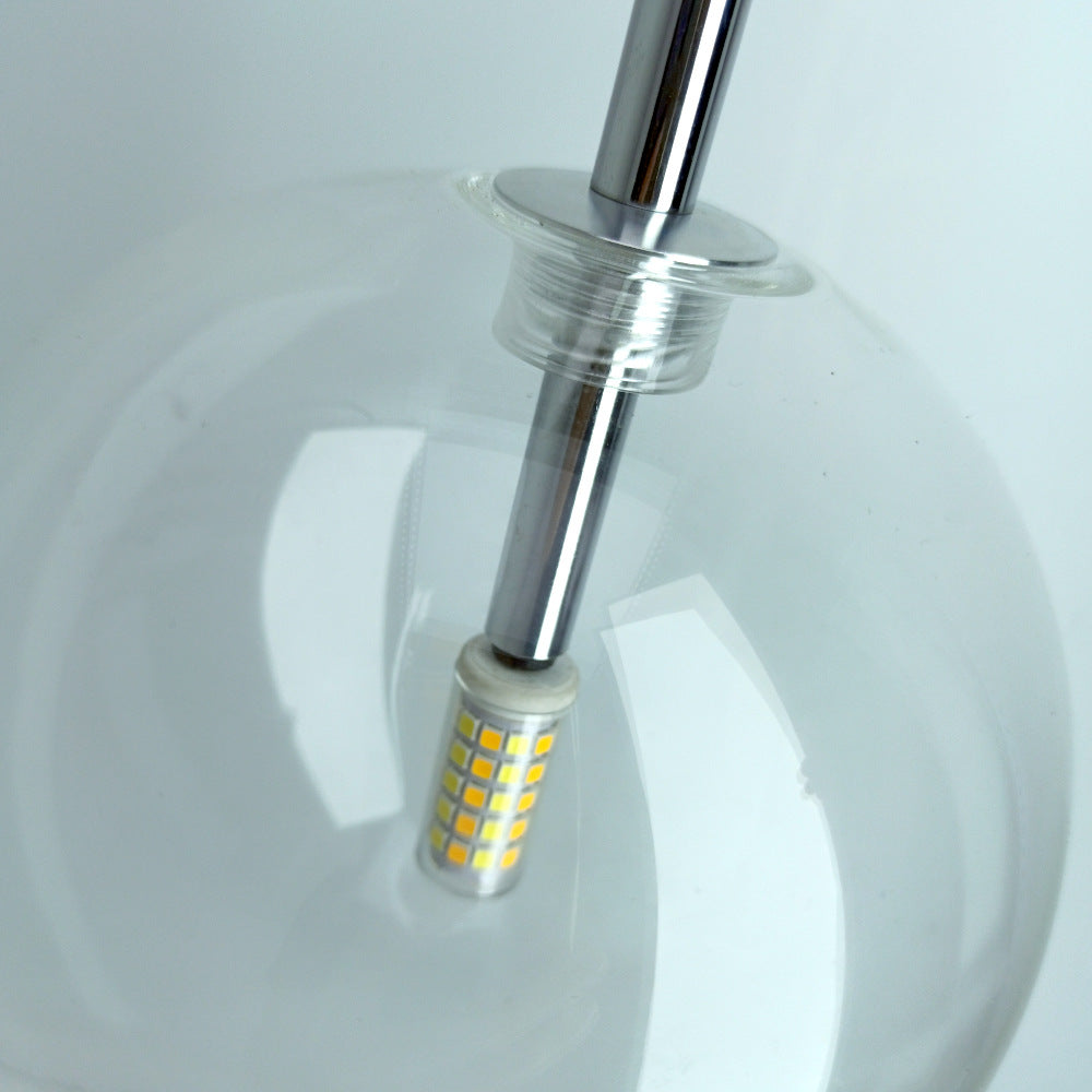 Style nordique Singlehead Transparent Ronde Pendentif Lumière Moderne Minimalist Bal en verre
