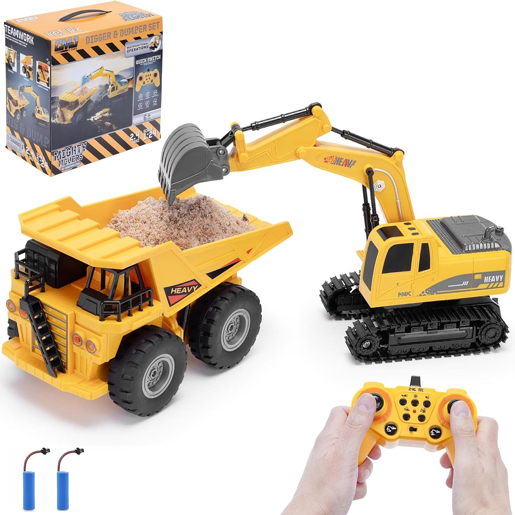 Ensemble de véhicules de construction d'excavatrice à télécommande Jouet de construction pédagogique pour enfant