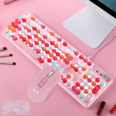 Macaron Clavier mécanique filé et jeu de souris de l'axe vert