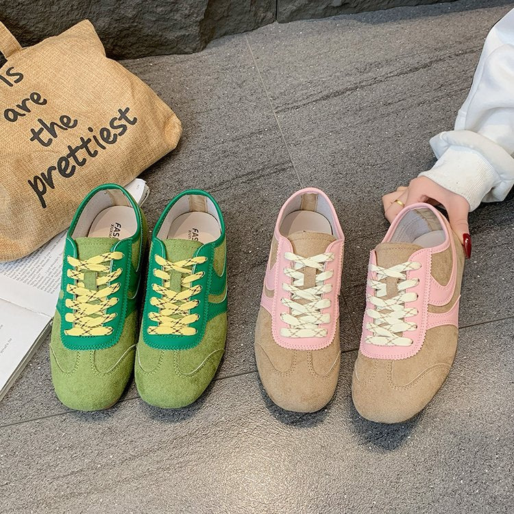 Femmes Contraste panneau Suede Retro Sneakers