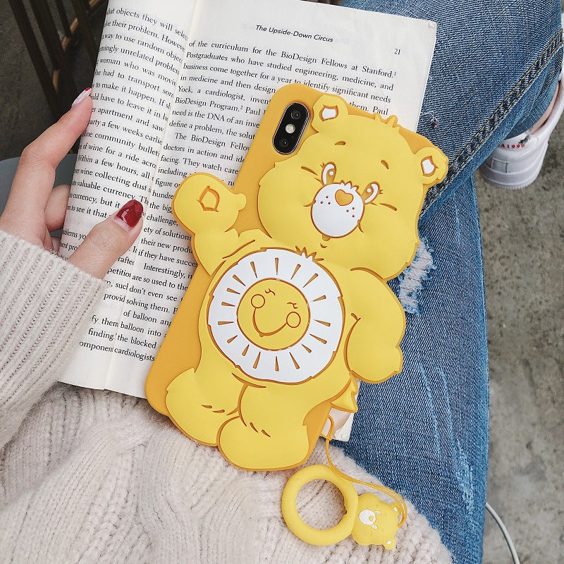 Mignon dessin animé arc-en-ciel ours téléphone portable cas