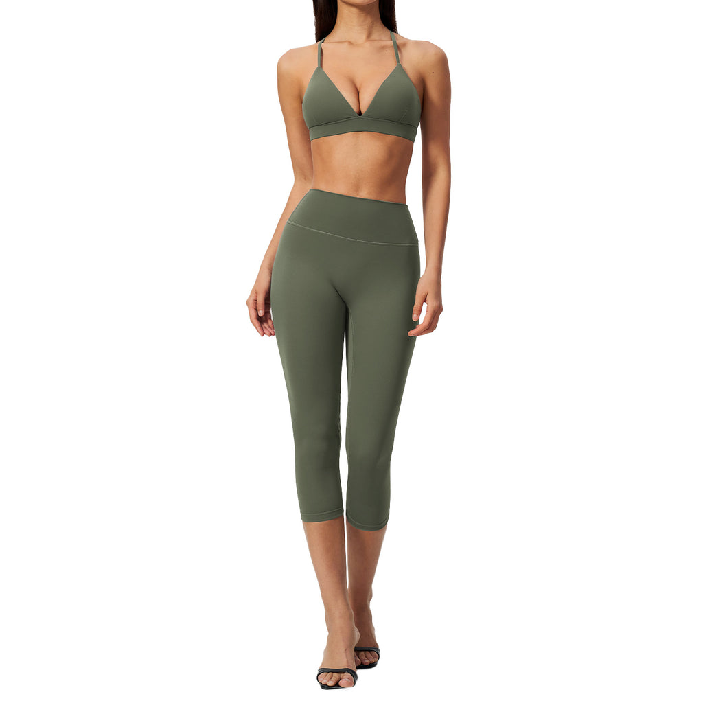 Femmes Tight-Fitting Quick-Drying Capris High-Waisted Yoga Wear