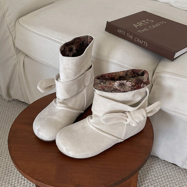 Bottes de cheville à louches femmes orteils ronds doux Suede intérieur Gedge Bottes courtes