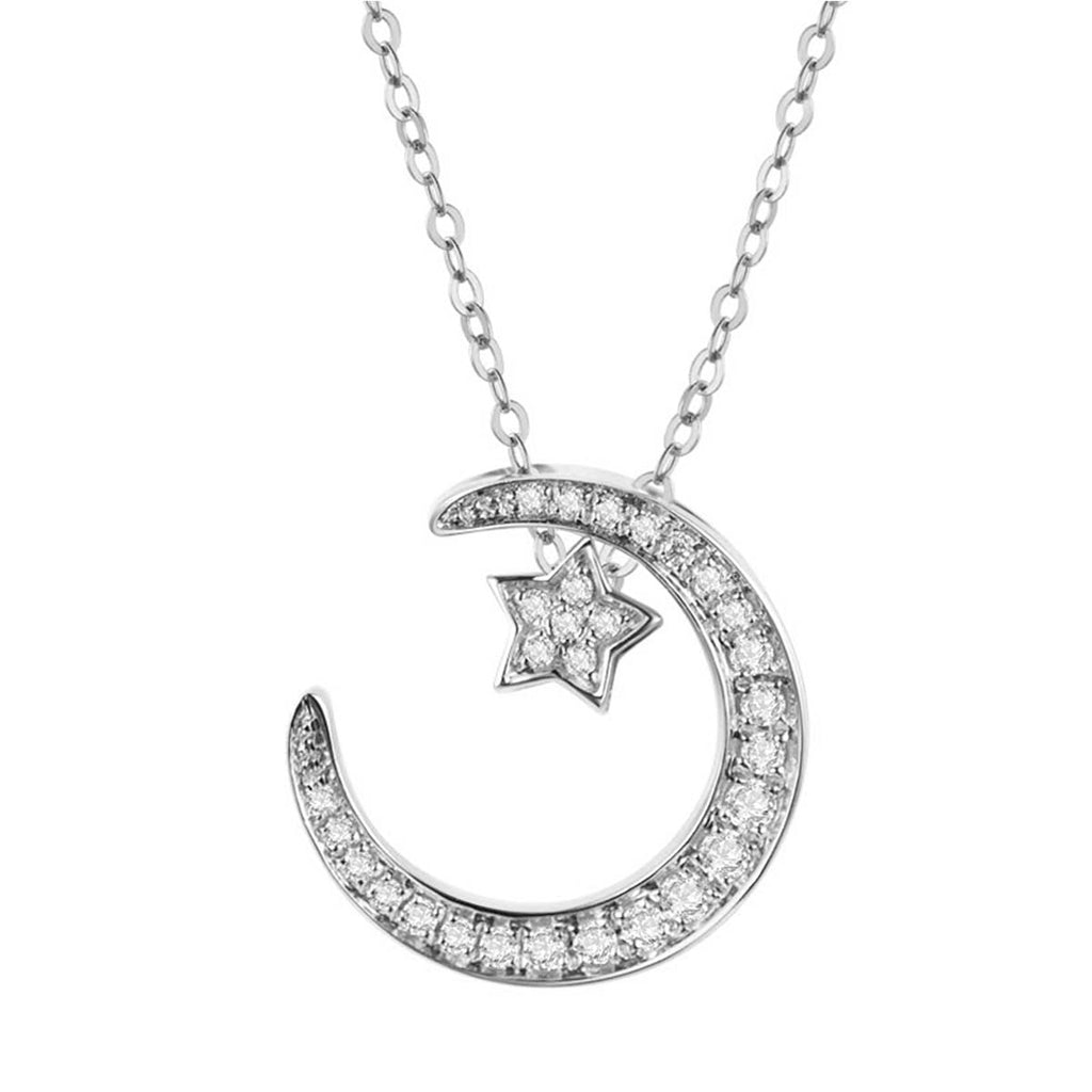 S925 Collier d'étoile et de lune en argent sterling