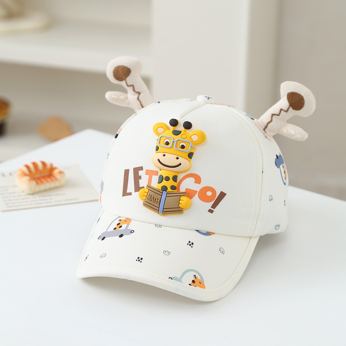 Cartoon en trois dimensions pour enfants Giraffe Imprimé Cute Antlers réglables mode B