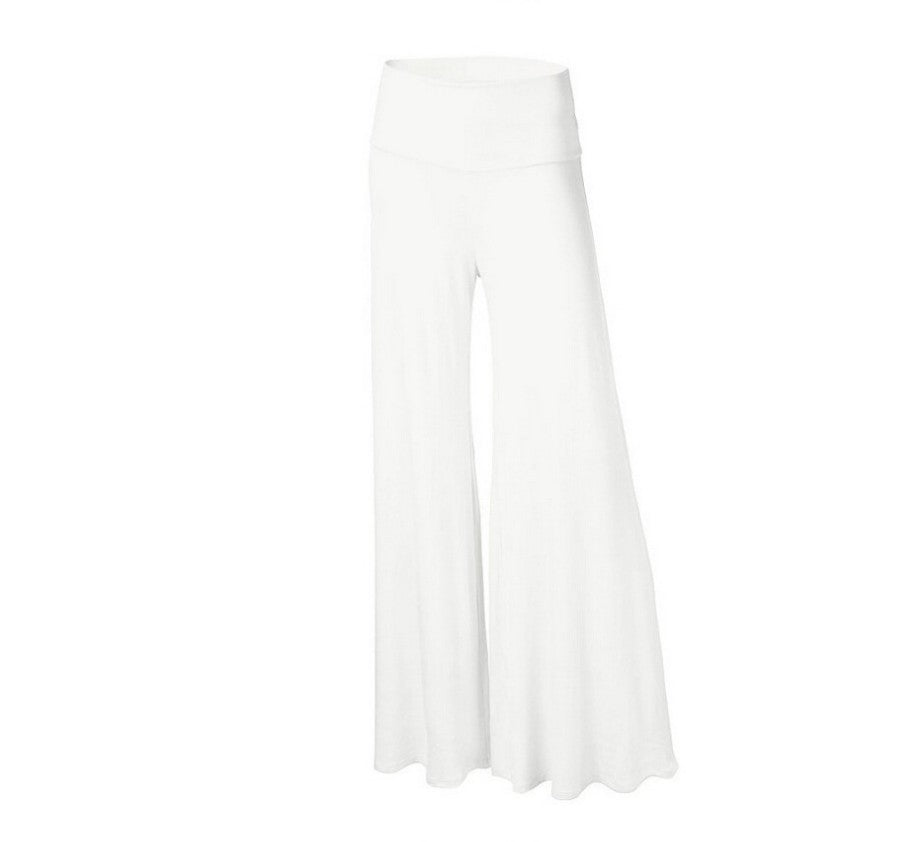 Pantoufles en soie de glace drapées à large leg Plus taille Yoga Long Pantalons Fitness Style