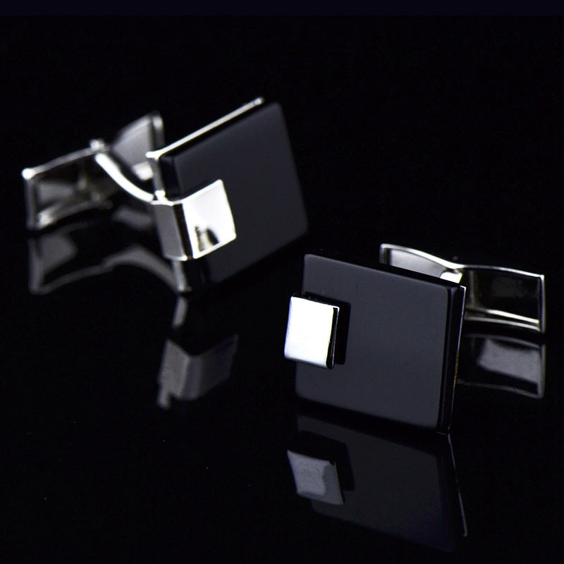 Boutons de manchette Business Black Agate