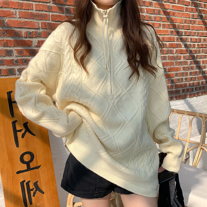Women's half-zip turtleneck sweater