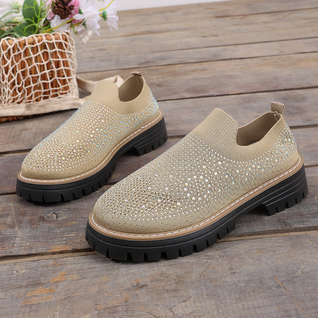 Sneakers casual féminins en Strass-Embelled Stretchy
