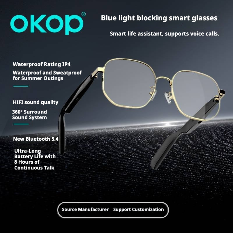 KP-Y103 Best-Selling Bluetooth Smart Audio Glasses Conduction Air Blue Light Blocage Voic