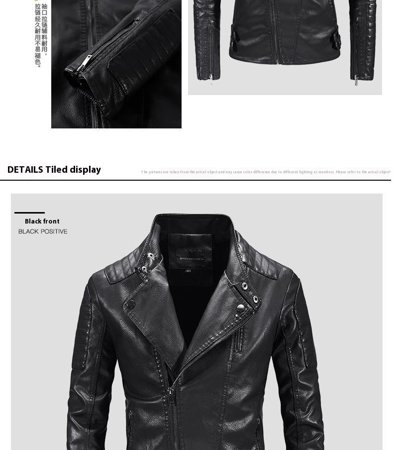 Veste en cuir tendance Veste en PU doublée de polaire pour hommes