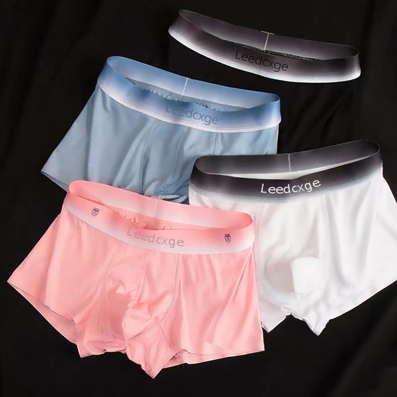 Ice Silk Sous-vêtements Homme Garçons Solid Couleur Lumière Respirant Pas de Boxer Sens