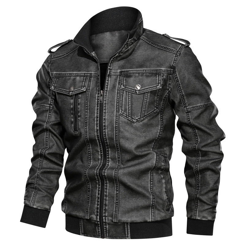 Manteau en cuir pu pour hommes de style européen et américain